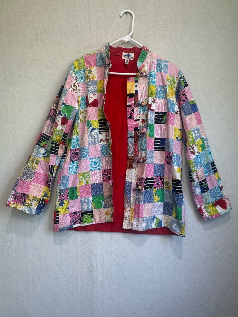 Vintage Siamese Trader Patchwork Quilted Jacket - Pink Multi Sz L